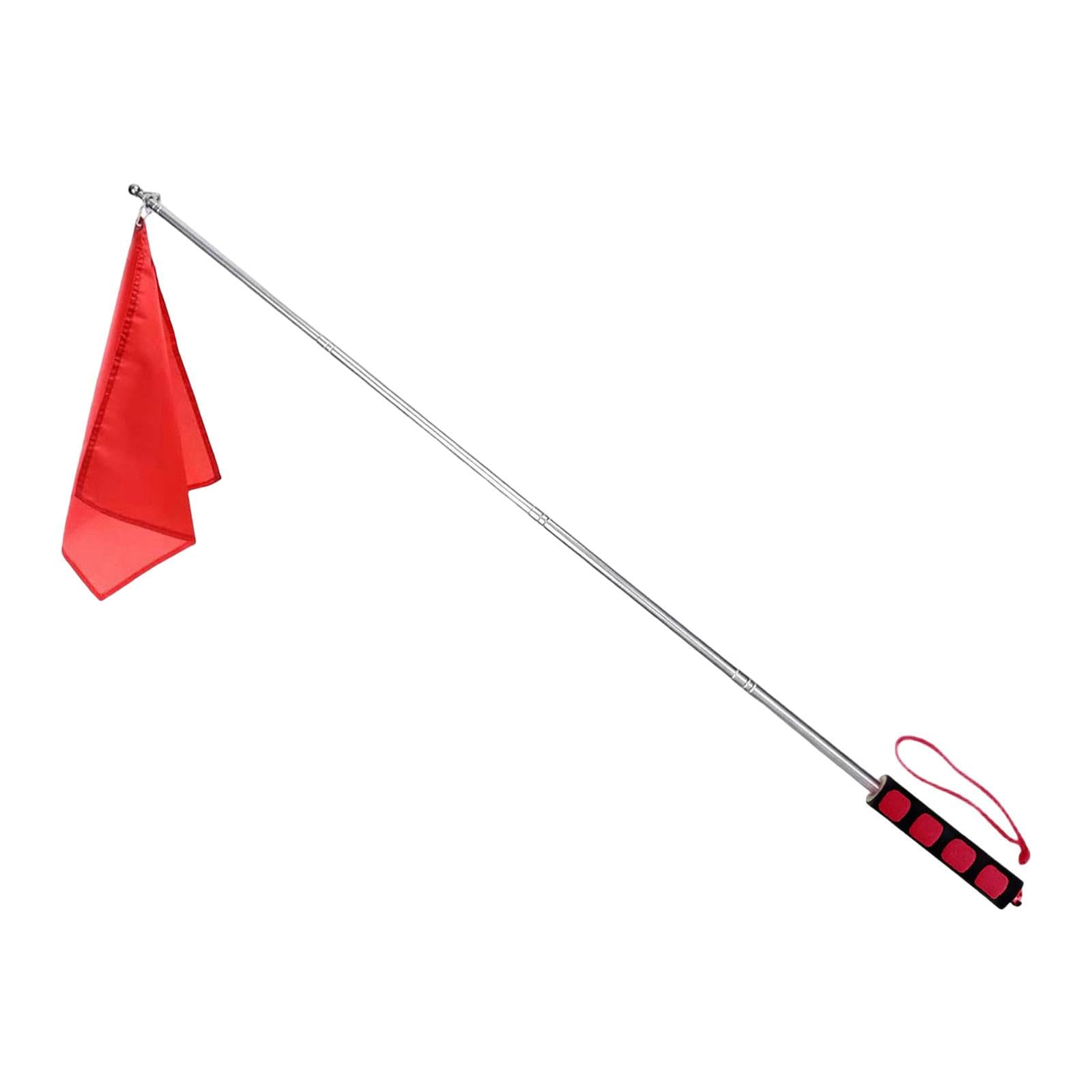 Gralara Horse Training Flag with Retractable Pole - Portable Telescopic Equestrian Training Equipment, Handheld Flagpole with Bright Flag for Competition, Referee Signaling & Tour Guiding, Red Handle