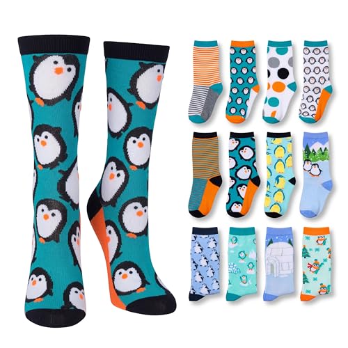 Image of Tipi Toe Women's Fun Patterned Dress Socks, 12-Pack Lightweight Colorful Crew Socks, Casual Novelty Assorted Designs