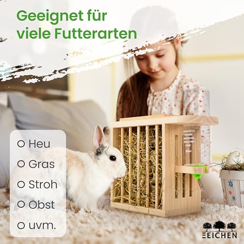 Drei Eichen Hay Rack with 500 ml Adjustable Drinking Bottle for Rabbit, Guinea Pig, Hamster - Image 8