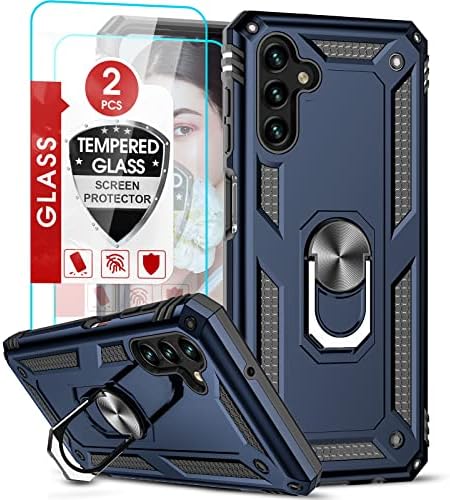 LeYi Samsung A13 5G Case, A 13/A04S/ A04 Phone Case with Stand and [2 Pack] Tempered Glass Screen Protectors, [Military-Grade] Rugged Case Cover with Magnetic Ring for Galaxy A13 5G/ A04S/ A04, Blue