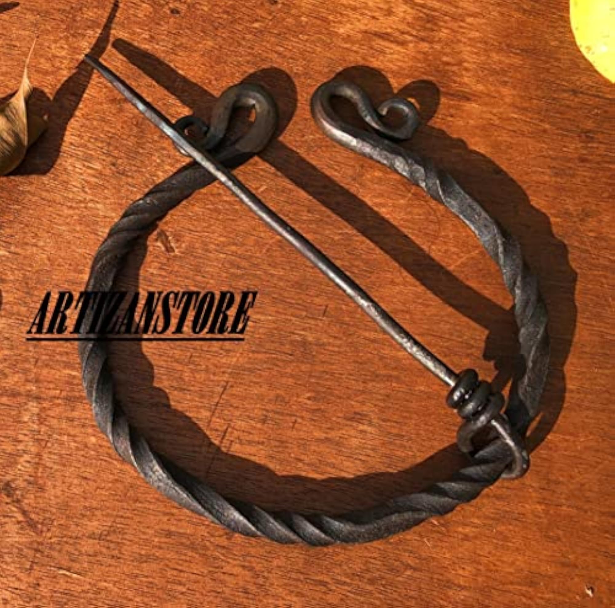 Large Twisted Penannular Brooch Cloak Pin, Elegant Design