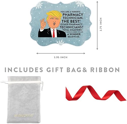 Miniatura 5 de Andaz Press Presidente Donald Trump Fancy Frame Recuerdo Adorno de Navidad, Regalo de broma de Técnico de Farmacia, 1 paquete, divertidas ideas