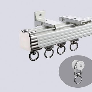 TIPIACE Vorhang Einzelspuren, Heavy-Duty Vorhang Schienen, Curtain Single Tracks Heavy-Duty Curtain Rails for Office and Living Room,Ceiling or Wall Mount (White - Length 300cm)