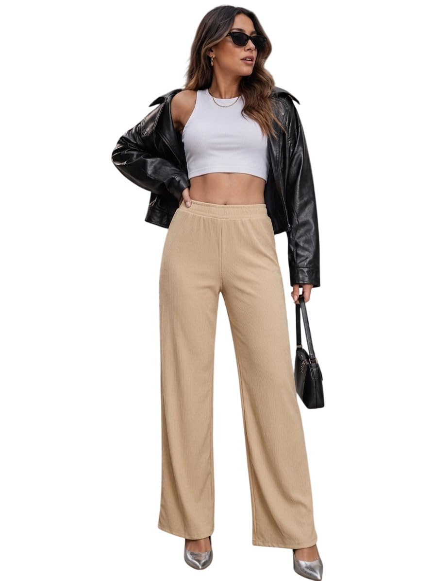 preneum Women High Rise High Waist Trousers Flared Korean Style Formal Pants| Elegant Workwear for Office, College & Events-picture-28