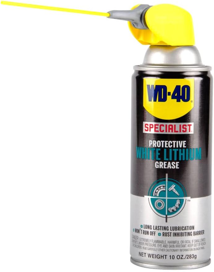 WD-40 Specialist Protective White Lithium Grease Spray with SMART STRAW SPRAYS 2 WAYS, 10 OZ [2- Pack]