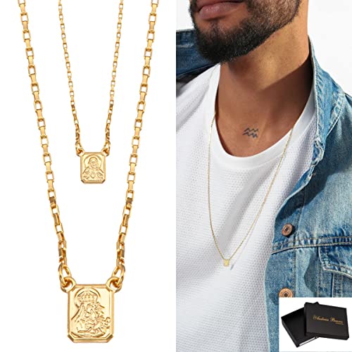 Escapulário Masculino Sagrado Coração De Jesus Cristo Banhado à Ouro 18k