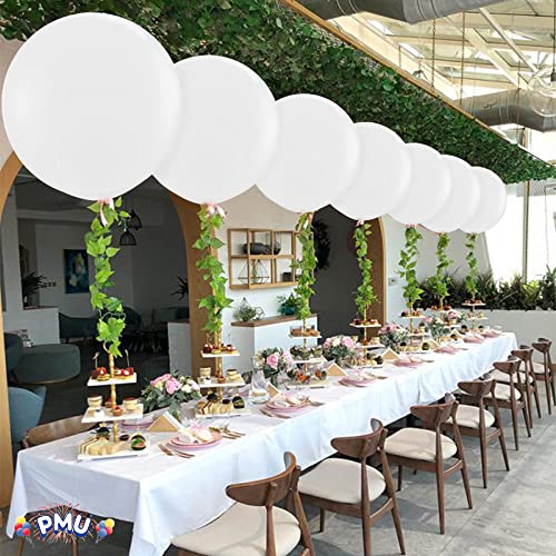 Pmu Premium Latex Balloons - Jumbo Size Balloons For Birthdays, Wedding Parties, Baby Shower, Indoor & Outdoor Party Events & Decoration Supplies - Made In Usa, 36 Inch Snow White, Pkg/3 #TOP1