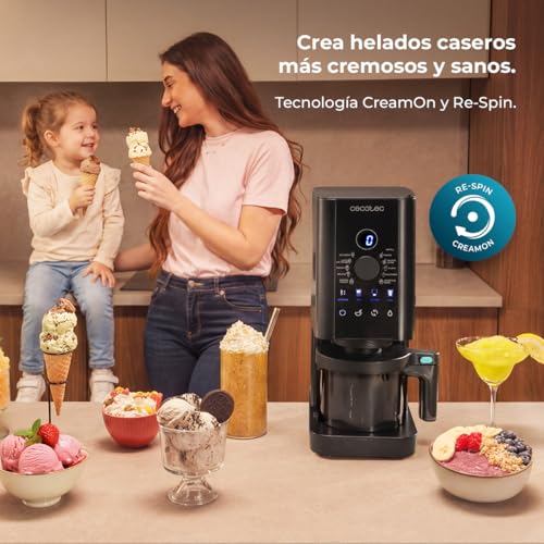 Miniatura 2 de Cecotec Máquina de Helados - Heladera - 1,35L - Gelatec 1800. 700W, 10 Programas, Botones Táctiles y Mando Giratorio, Helados y Bebidas en 3 Pasos, 3 Tarrinas BPA Free, Cremosidad Perfecta