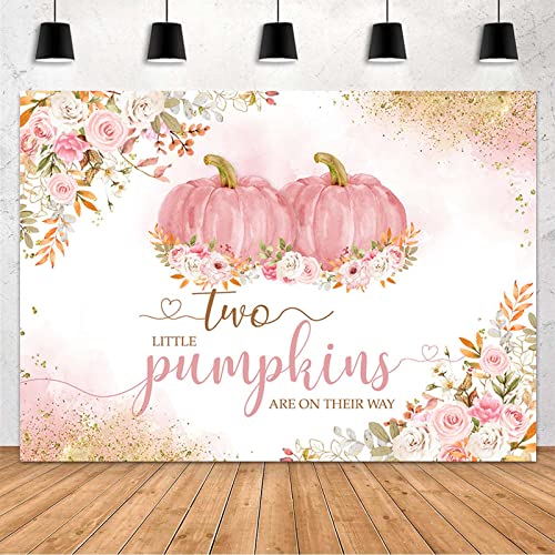 Toile de fond baby shower deux petites citrouilles fleurs pour fête de bienvenue