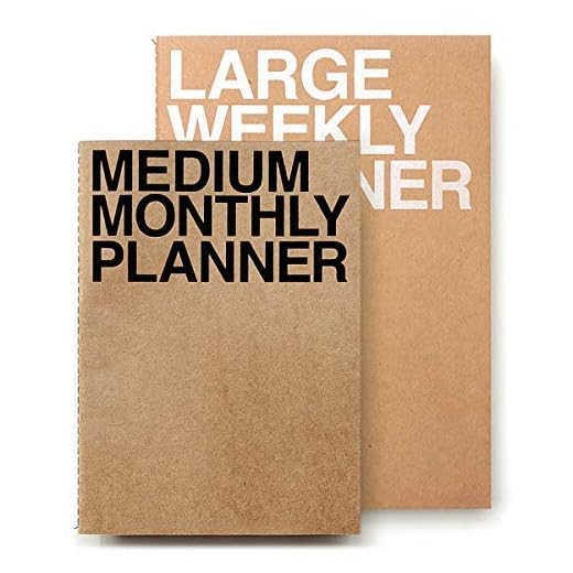 JSTORY Planner - Medium Monthly and Large Weekly Planner Set of 2 Undated Year Round Thick Quality Paper Eco-Friendly Stitch Bound Journal Goal/Time Organizer A5/B5 Size 18/28 Sheets Kraft