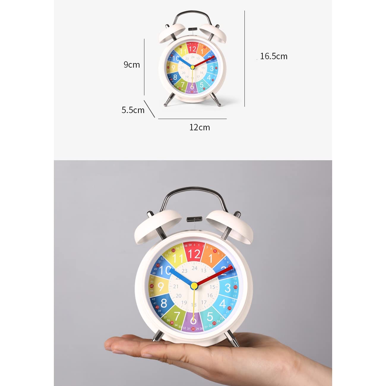 Despertador, Reloj de Escritorio Doble 4 Pulgadas con función educación temprana, for habitación Infantil o for Estudiantes