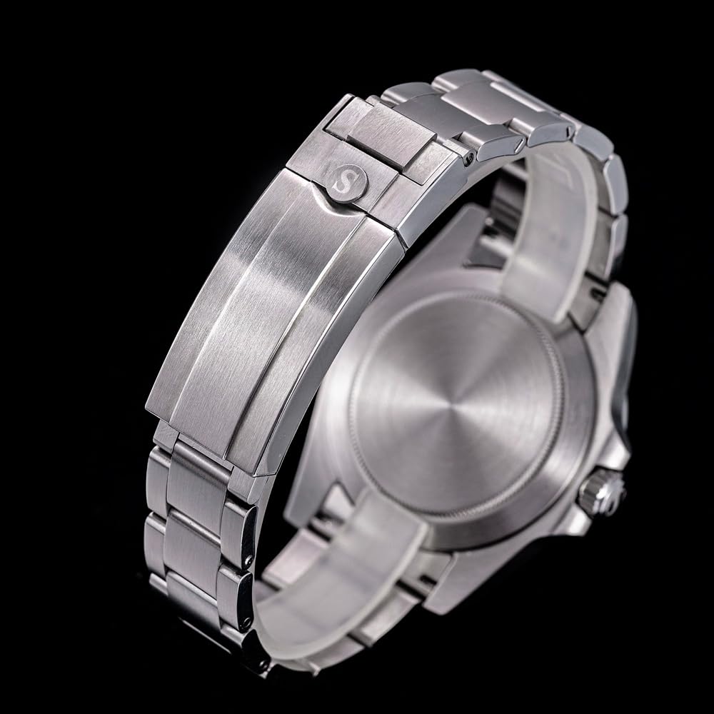 Seestern Sugess S463 GMT Automatikuhr aus schwarzem Stahl mit Datumsanzeige Saphir für Herren