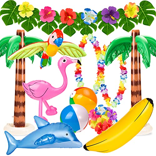 Whaline 31pcs Summer Inflatable Palm Tree Beach Flamingo Dolphin Parrot Banana Inflatable Pool Toys...