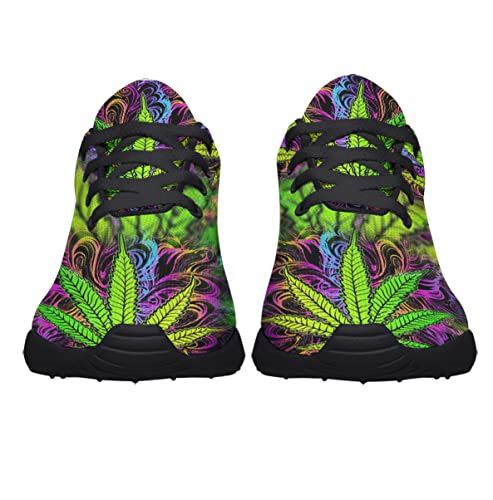 Sonzj-II Marijuana Weed Leaf Shoes,Mens Womens Personalited Trail Running Sneakers Cannabis Leaf Walking Tennis Shoes3