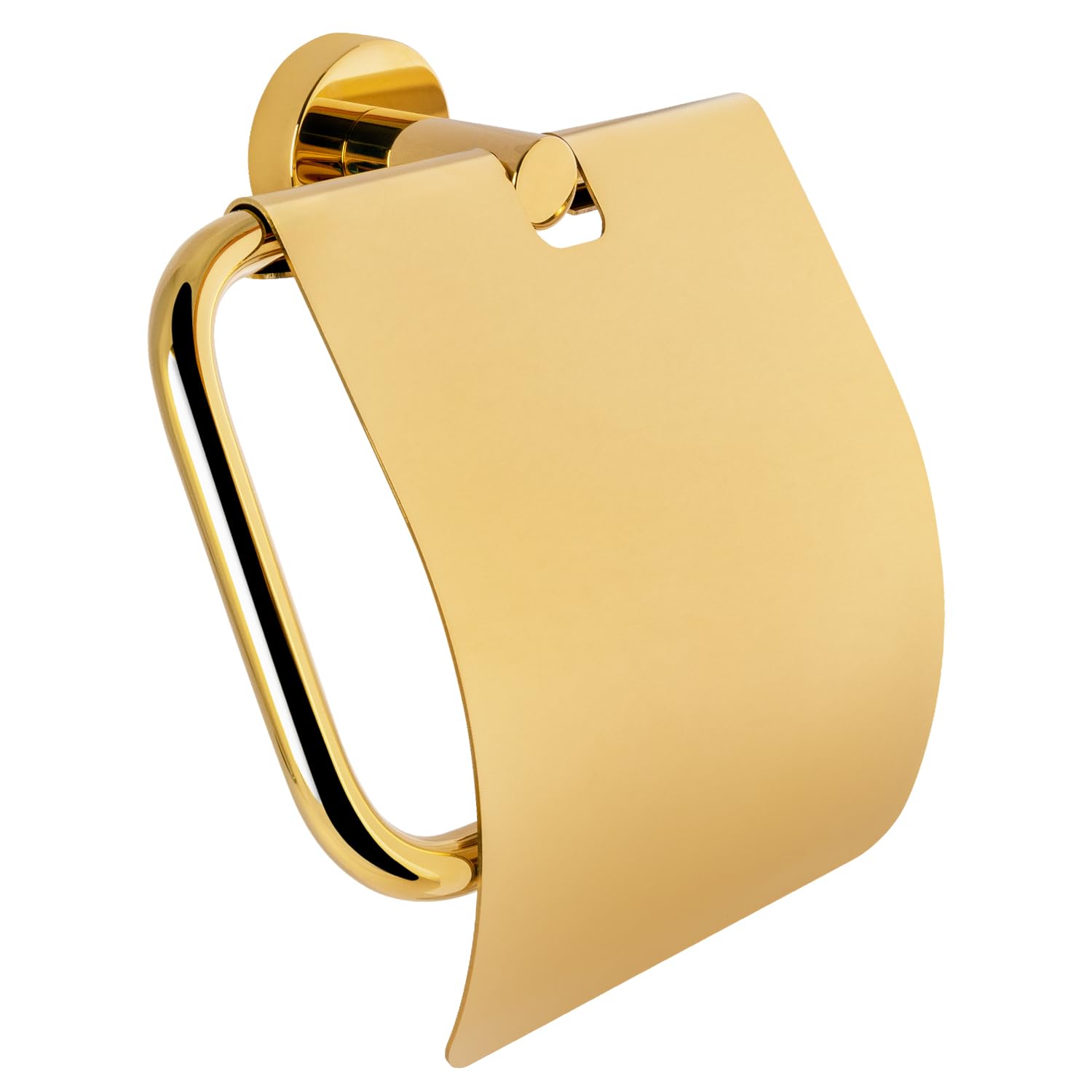 BAGNODESIGN Options Round Toilet Roll Holder With Cover Pvd Gold