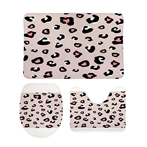 Tapis de bain léopard lot de 3 avec contour WC lavables et antidérapants - 2