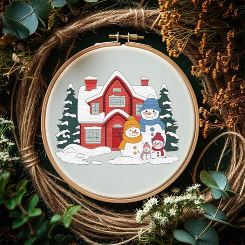 Image of Peacoblue Water Soluble Embroidery Patterns for Beginners, Christmas Snowman Gloves Scarf 4 Sheets with 21pcs, Wash Away Embroidery Pattern Stabilizer for Hand Sewing Lover Women Adults