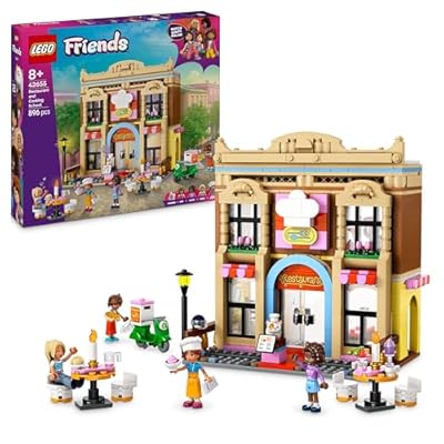 LEGO Friends Restaurant en kookschool Bouwpakket voor Kinderen met Speelkeuken  Kat Figuur en 4 Poppetjes  Speelgoed voor 8 jaar en Ouder  Cadeau voor Meisjes 42655