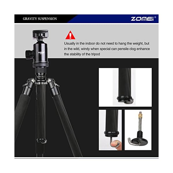 ZOMEI Q666C Kamerastativ für Canon, Nikon, Sony, DSLR, 149,9 cm (59 Zoll) – Bild 6