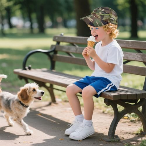 Boys Toddler Structured Baseball Cap Kids Outdoor Camo Baseball Hat Quick Drying Breathable Sun Sports Cap 3-8 Years2