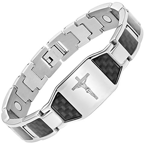 Willis Judd Christian Bracelet For Men With Crucifix Christian Religious Gift 8.5inch Titanium Cover