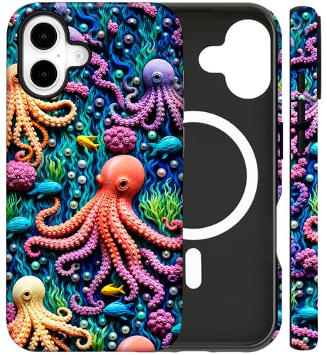 Coque MagSafe iPhone 17 poulpe coloré fine et rigide pour homme et femme