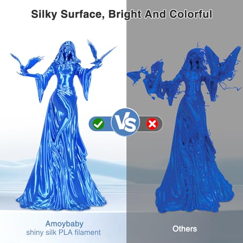 Image of Silk Blue PLA Filament 1.75mm 1kg(2.2lbs), Rapid Shiny 3D Printer Filament PLA for Fast Printing, Low Warp & Clog-Free, Dimensional Accuracy + /- 0.03mm Fits for FDM 3D Printers