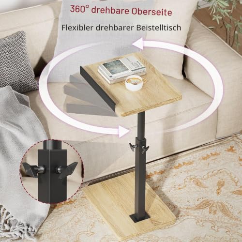 IBUYKE Beistelltisch,Höhenverstellbar,Neigbarer Tischplatte,Natür TVT004R – Ansicht 2
