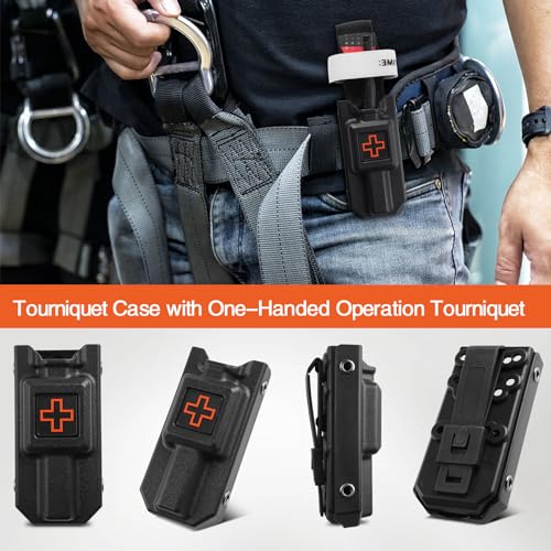 TRSAIM Tourniquet Case with One-Handed Operation Tourniquet,Tourniquet Case Included Rescue Medical Tourniquet,Tatical Pouch Kit for Emergency First Aid (Black)