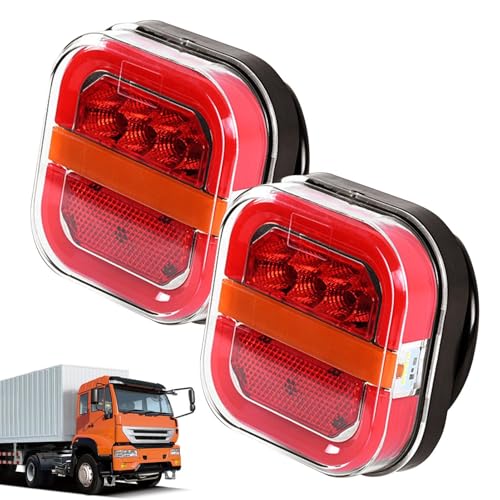 Luces LED para camión y remolque con diseño cuadrado de alta durabilidad color rojo