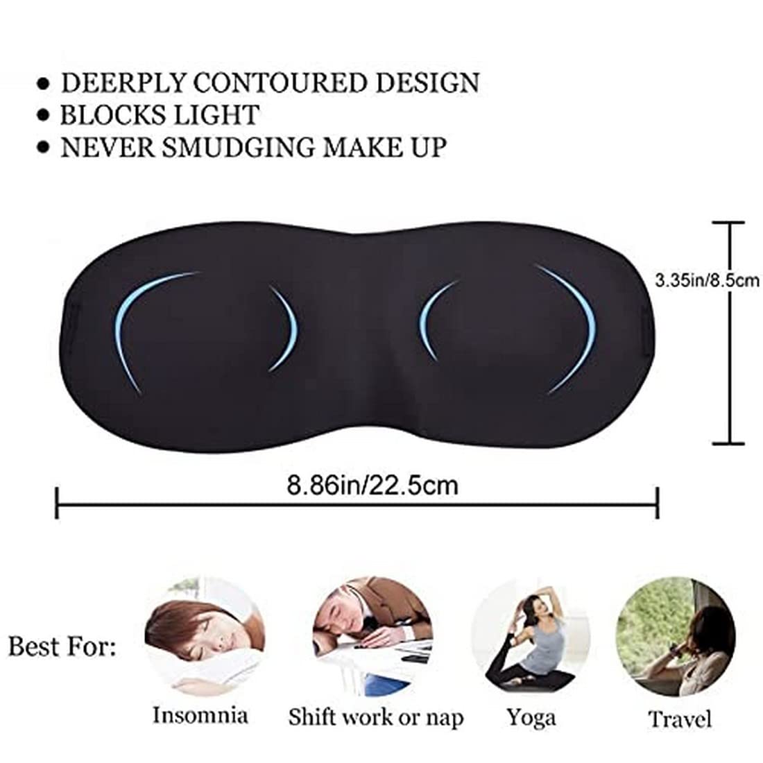 UGU ZONE 3D Contoured Sleep Mask, Memory Foam Material 3D Eye Mask, Zero Pressure on Your Eyeballs, Light Blocking Sleeping Mask 1