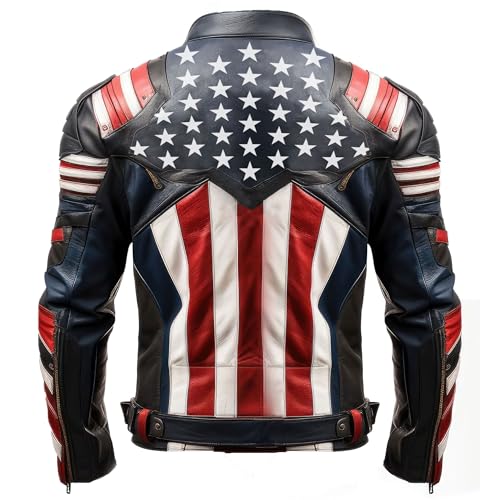 The Next Mens Genuine Leather Jacket Inspired by American Flag USA Casual Motorcycle Zipper Coat With USA Flag Stitched2