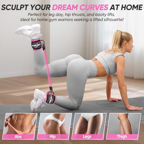 Ankle Resistance Bands with Cuffs, Workout Sets for Women, Resistance Bands for Working Out, Exercise Band for Leg Booty, Home Gym Workout Equipment, Ankle Weights Fitness Band Set3