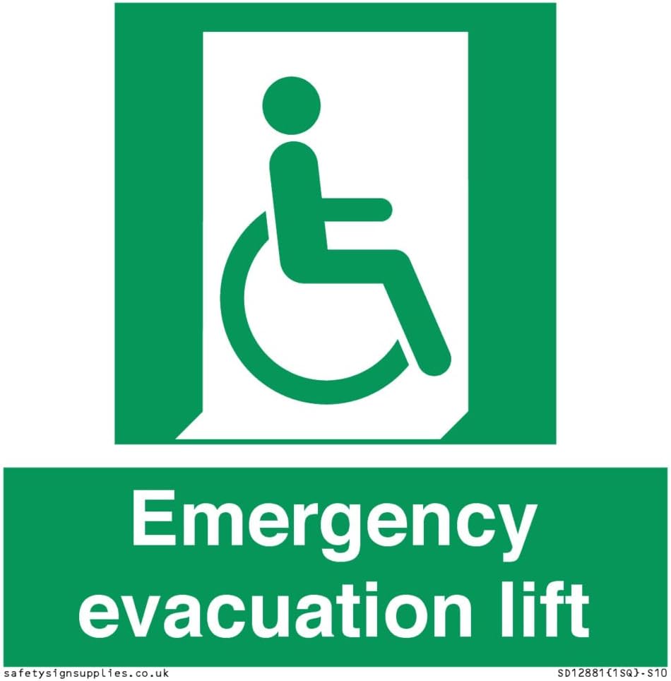 Emergency evacuation lift Sign - 100x100mm - S10