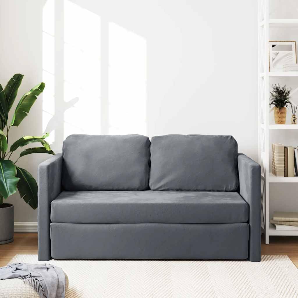 Sofá Cama de Suelo 2 en 1 Terciopelo Gris Oscuro 122x204x55 cm