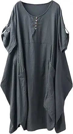 Minibee Women's Ruffle Oversize Casual Midi Dresses with Pockets