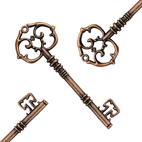 Makhry Mixed 20 Extra Large Antique Copper Finish Skeleton Keys Rustic Key For Wedding Decoration Favor(Antique Copper) #TOP2