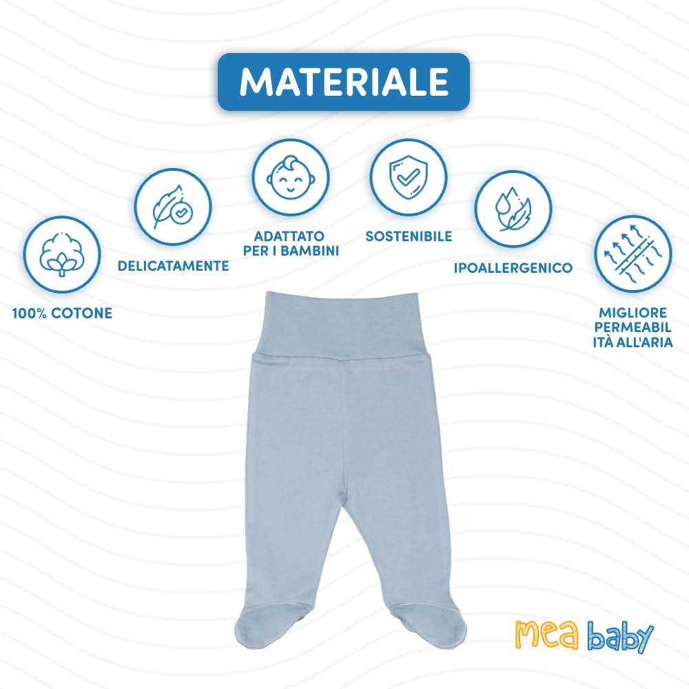MEA BABY Pantaloni Bebè Unisex con Piede 100% Cotone Confezione da 5, Pantaloni Tutina Bebè con Piede, Pantaloni Bebè con Piede Bambino Pantaloni Bebè con Piede Bambina (74, Ragazzi4)