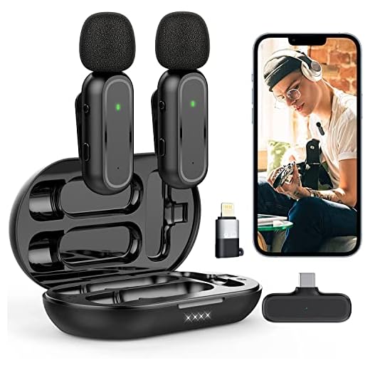 2 pcs microfone de lapela sem fio para Android iPhone iPad com estojo de carregamento, microfone sem fio portátil para gravação de vídeo, YouTube, entrevista, remoção de ruído em 3 modos. (Conector Type-C)