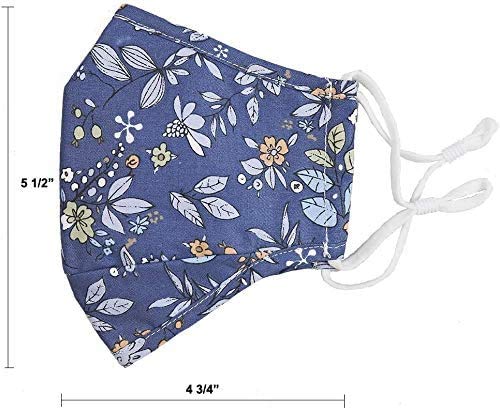 Xlive Cloth Face Mask,Washable Reusable,breathable with Adjustable Ear Loops, Nose Wire and Filter Pocket, 3-layer Cotton fabrics, for teen girls, boys, men or women,6-pack,Made in USA