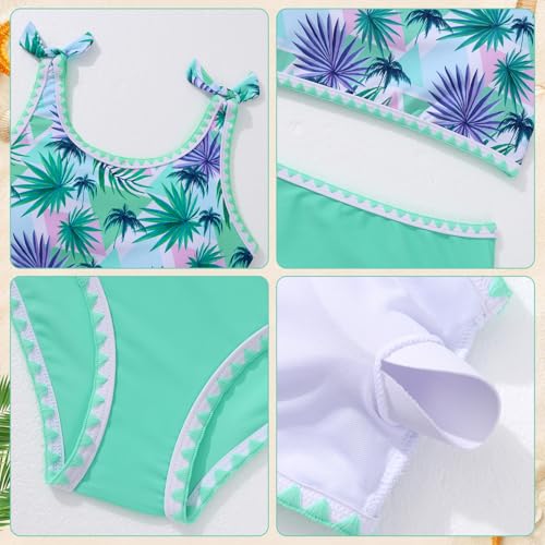 Image of Girls Two Piece Swimsuits Color Block Bowknot Swimwear Summer Beach Bikini Set Little Girl Bathing Suit with Chest Pad 3-10T