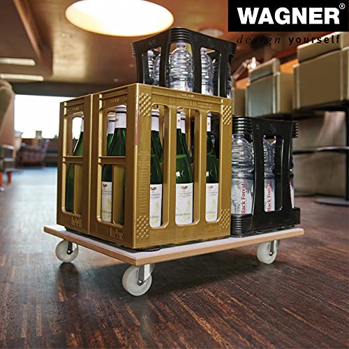 WAGNER Transportroller Transporthilfe I 59 x 47,5 x 10 cm, Tragkraft 200 kg I Möbelhund aus MDF mit Spezialbeschichtung I Anti-Rutsch-Pads I Möbelroller für Umzüge I Lastenroller mit Aufhängeloch