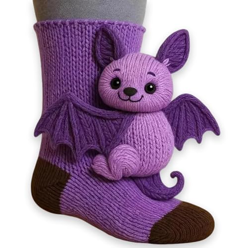 Generisch 3D Stricksocken mit Tieren,Animal Socks,Handgehäkelte Tiersocken, Doppellagige Baumwolle,Winter Warme Umarmung Kuschelsocken Damen Kuschelsocken Herren Weihnachten Männer Damen Socken