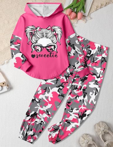 Image of Girls Fall Outfits Sweetie-girl Hoodie and Camo Pants Size 6-16