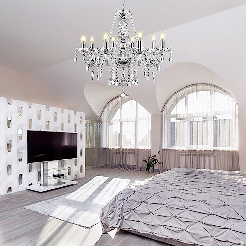 Ridgeyard Crystal Chandelier 8 Lights K9 Crystal Pendant Lighting Ceiling Light Fixtures Chandelier For Entryway,Living Room,Bedroom,Dinning Room(Clear) #TOP1