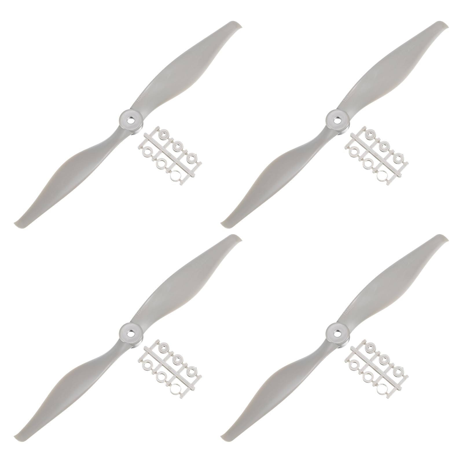 MECCANIXITY 10x6 Propeller RC Propellers 2 Vane Blades Props Grey with Adapter Rings for Electric Airplane Aircraft, Pack of 4