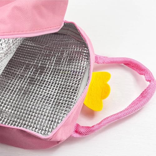 Image of 3D Printed Hot & Cold Leak-Proof Insulated Lunch Bag - Pink Cat Wings Design, Tote Hand-Held Tiffin Bag for Office, School, Kids, Women & Men