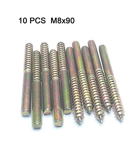 Image of Hanger Bolt M8x90 Double Headed Bolt Self-Tapping Screw for Furniture 10Pcs