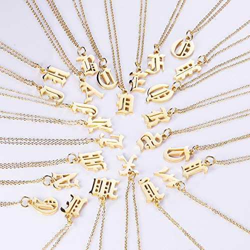 Letter Necklaces for Women Personalized Necklaces 18K Gold Plated Initial Pendant Old English Name Necklaces A-Z Bridesmaid Gift for Girls4