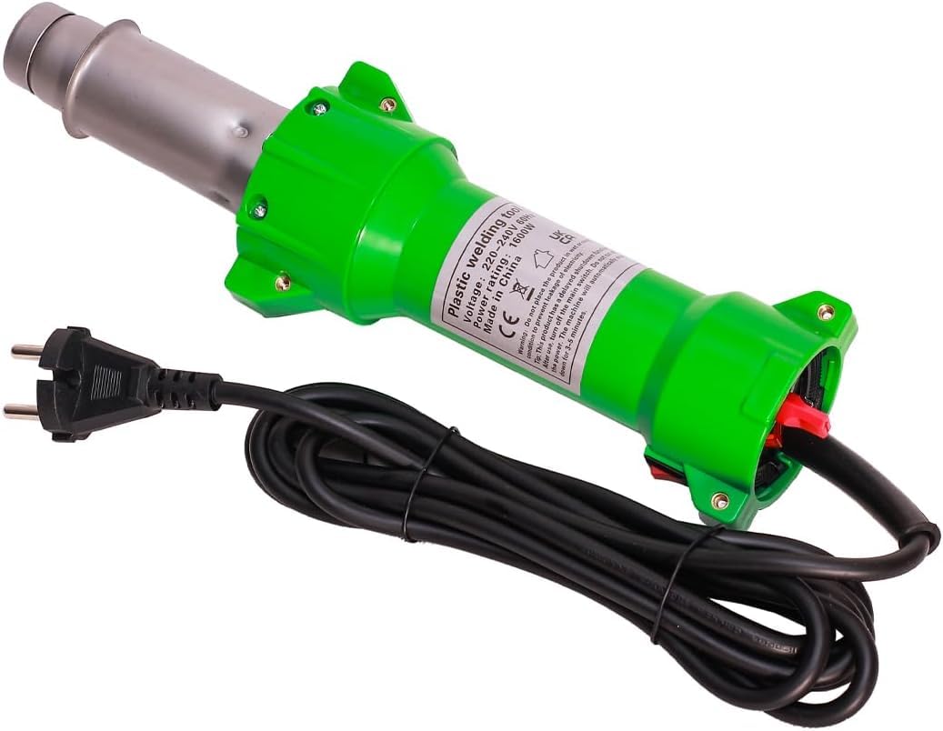 1600W Pistola ad Aria Calda per Saldatura Plastica Saldatrice di Plastica Saldatore, Vari Ugelli di Saldatura, Luce LED, Rullo da Cucitura in Silicone e Rullo da Cucitura in Ottone, UE Design Brevetto